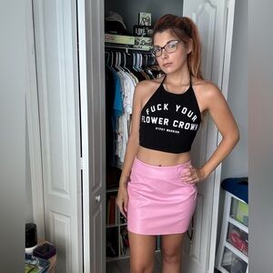 size sm black tied halter top “F**k Your Flower Crown”brand gypsy warrior